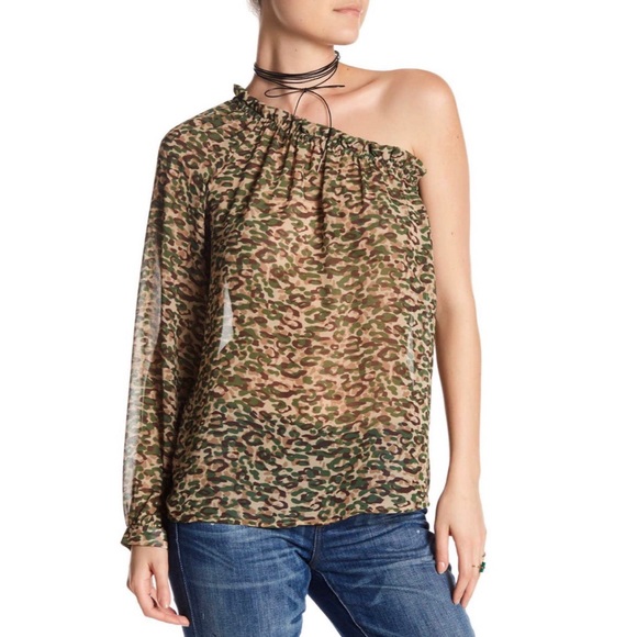 Ro & De Tops - Ro & De Sheer One Shoulder Blouse